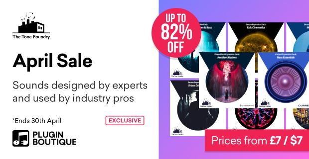 Save up to 82% on The Tone Foundry soundsets for Serum, Phase Plant, Current & Massive