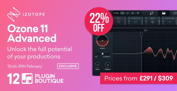 Ozone 11 Advanced mastering suite by iZotope on sale for $309 USD