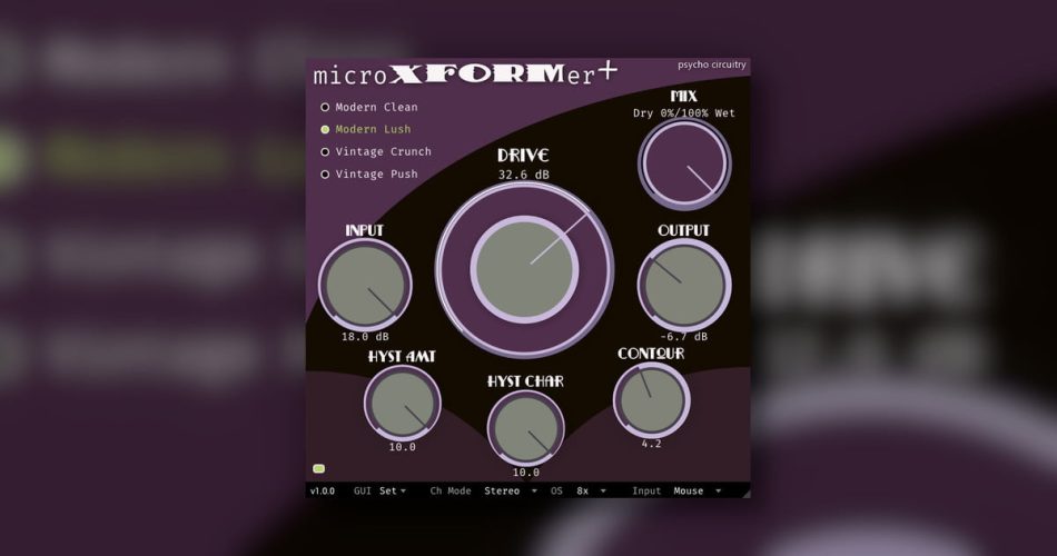 Psycho Circuitry releases MicroXFORMer saturation/distortion incl. FREE version