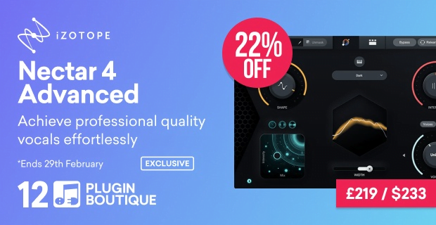 Nectar 4 Advanced vocal processor by iZotope on sale at 22% OFF