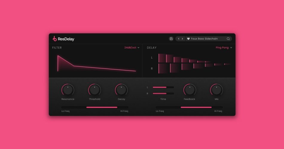 ResDelay envelope filtering & stereo delay plugin on sale for $10 USD