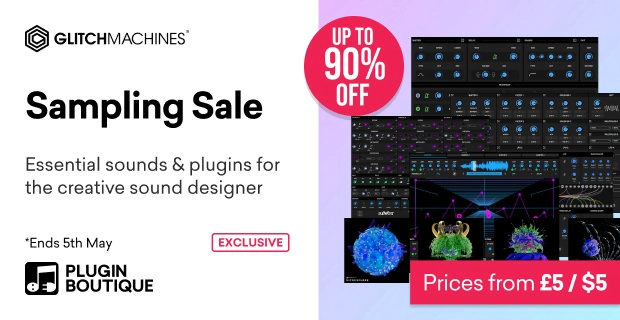 Save up to 90% on Glitchmachines plugins and sample packs