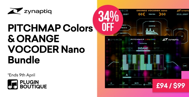 Save 34% on Zynaptiq’s Pitchmap::Colors and Orange Vocoder Nano