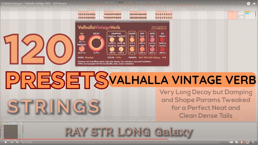 Embrays Designs releases presets pack for Valhalla VintageVerb