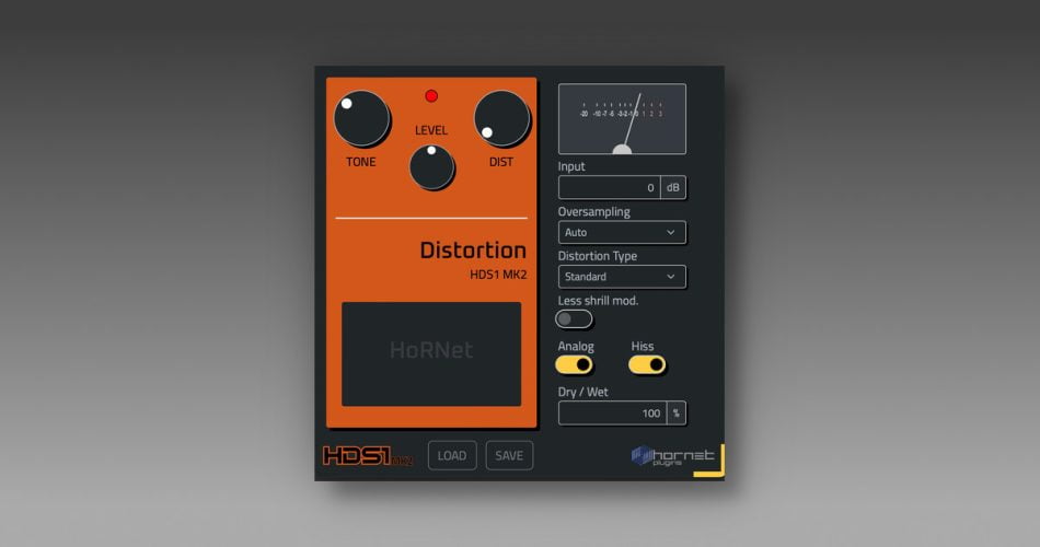 HoRNet Plugins releases HDS1 MK2 distortion pedal plugin