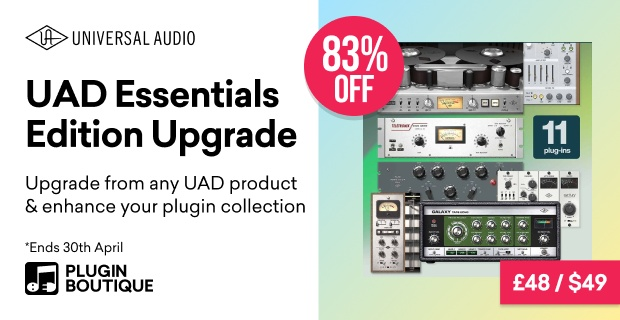 Upgrade to UAD Essentials Edition plugin bundle on sale for $49 USD
