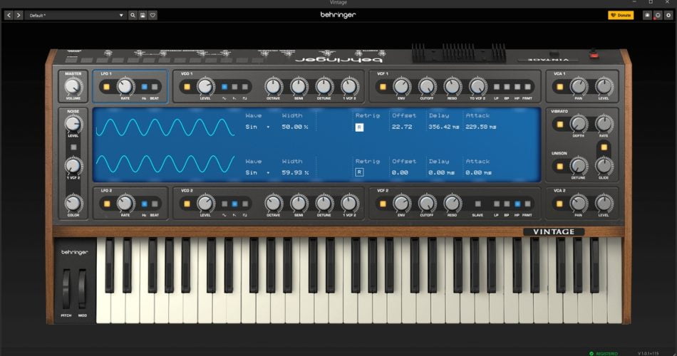 Behringer releases Vintage free virtual analog synthesizer plugin