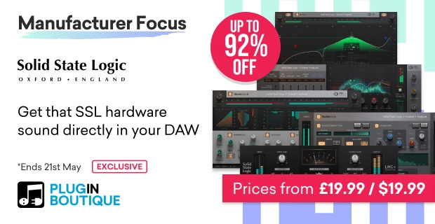 Save up to 92% on Solid State Logic plugins & bundle