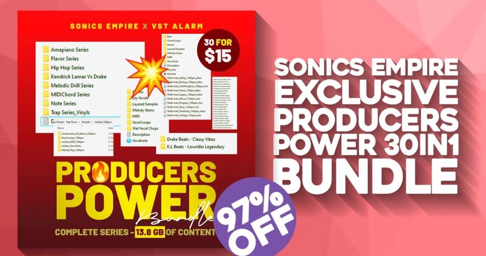 Save 97% on 30-in-1 Producers Power Bundle by Sonics Empire