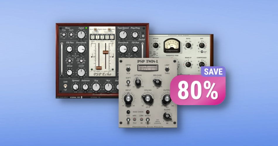 Save 80% on PSP Busspressor, Twin-L and Echo effect plugins