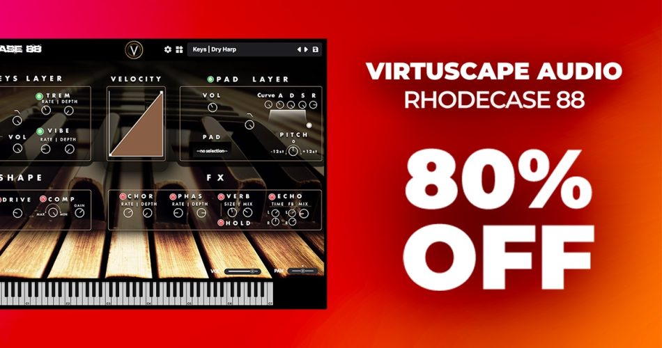 Rhodecase 88 suitcase piano plugin by Virtuscape Audio on sale at 80% OFF