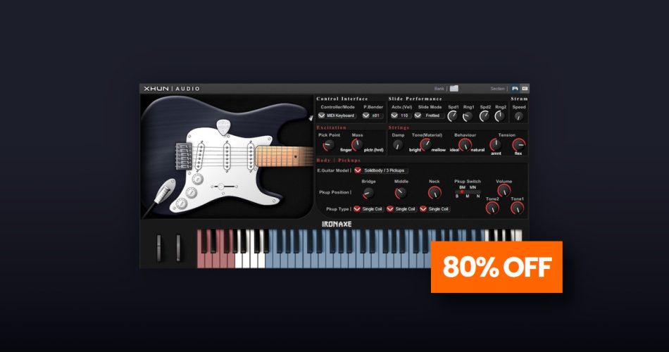 Get 80% OFF on IronAxe virtual guitar instrument by Xhun Audio