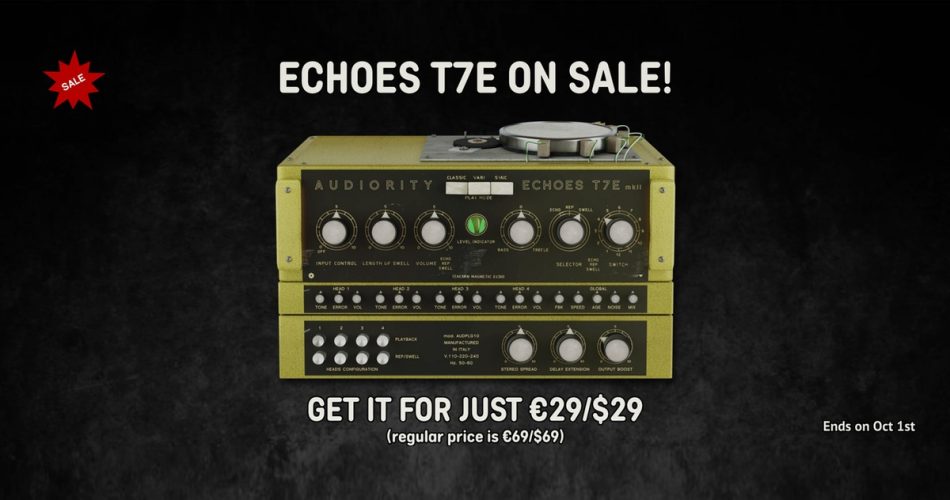 Audiority updates Echoes T7E vintage echo effect plugin to v2.3