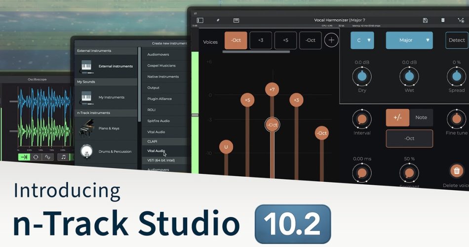 n-Track Studio updated to v10.2 with Harmonizer & CLAP plugin support