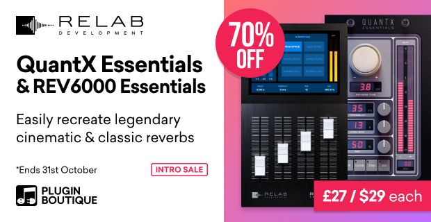 Save 70% on Relab’s QuantX Essentials and REV6000 Essentials reverb plugins