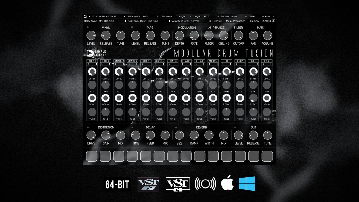 SampleScience releases Modular Drum Fusion free instrument plugin