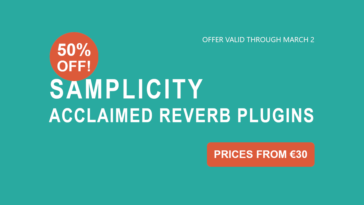 Samplicity launches 50% OFF Sale on reverb plugins