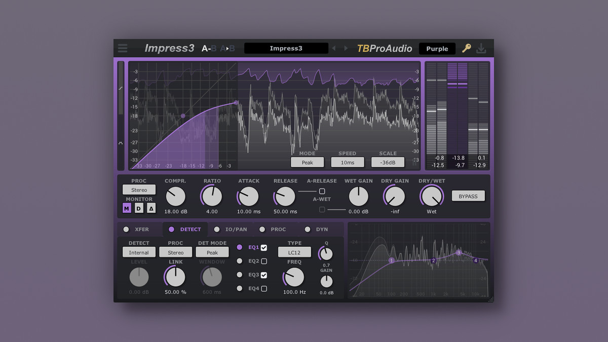 TBProAudio updates Impress3 wideband stereo compressor to v3.3