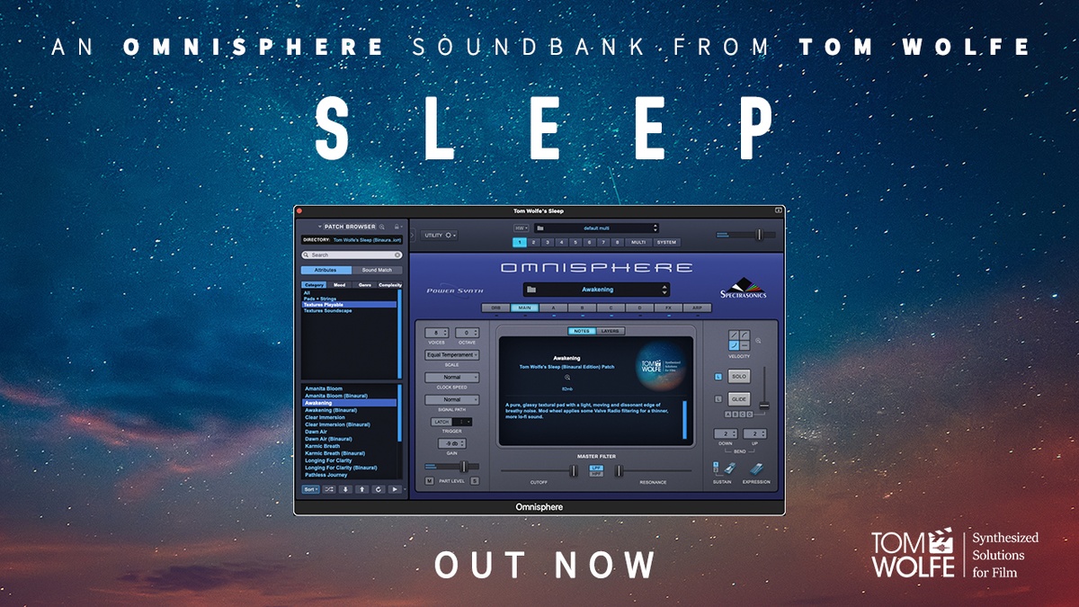 Tom Wolfe releases Sleep ambient sound library for Omnisphere 2