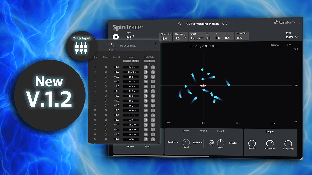 Tonsturm updates SpinTracer audio motion plugin to v1.2