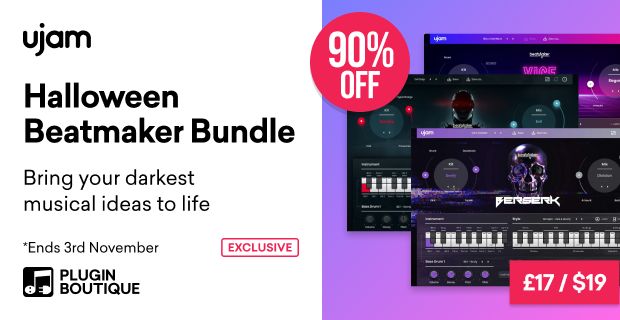 Save 90% on UJAM Halloween Beatmaker Bundle: 3 instruments for $19 USD!