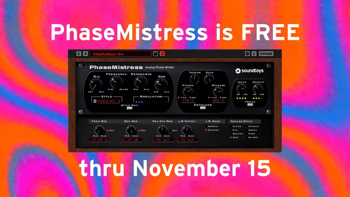 FREE: PhaseMistress phaser effect plugin by Soundtoys (limited time)