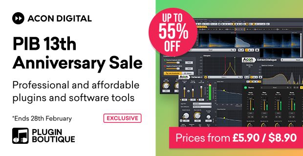 Save up to 55% on Acon Digital’s audio editing, restoration & noise reduction tools