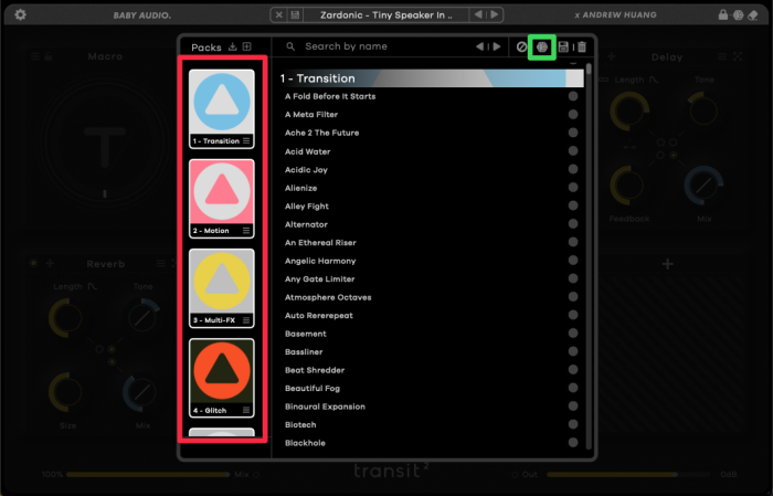 Baby Audio Transit 2 global presets