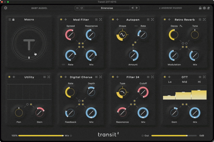 Baby Audio Transit 2 modulate parameters