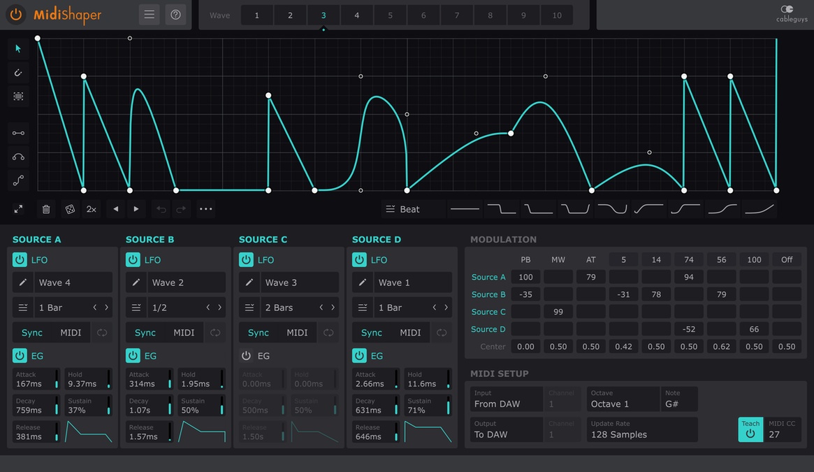 Cableguys updates MidiShaper MIDI modulator to v1.6