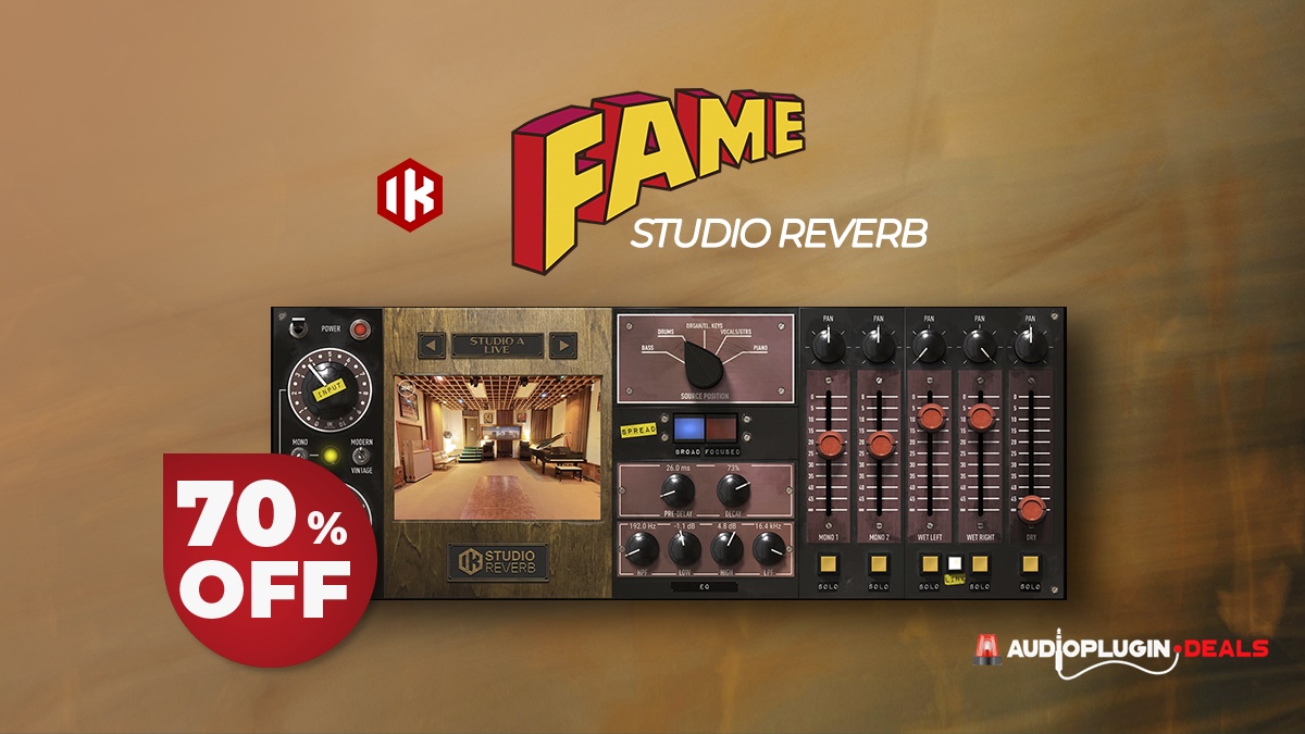 FAME Studio Reverb plugin by IK Multimedia on sale for $29.99 USD