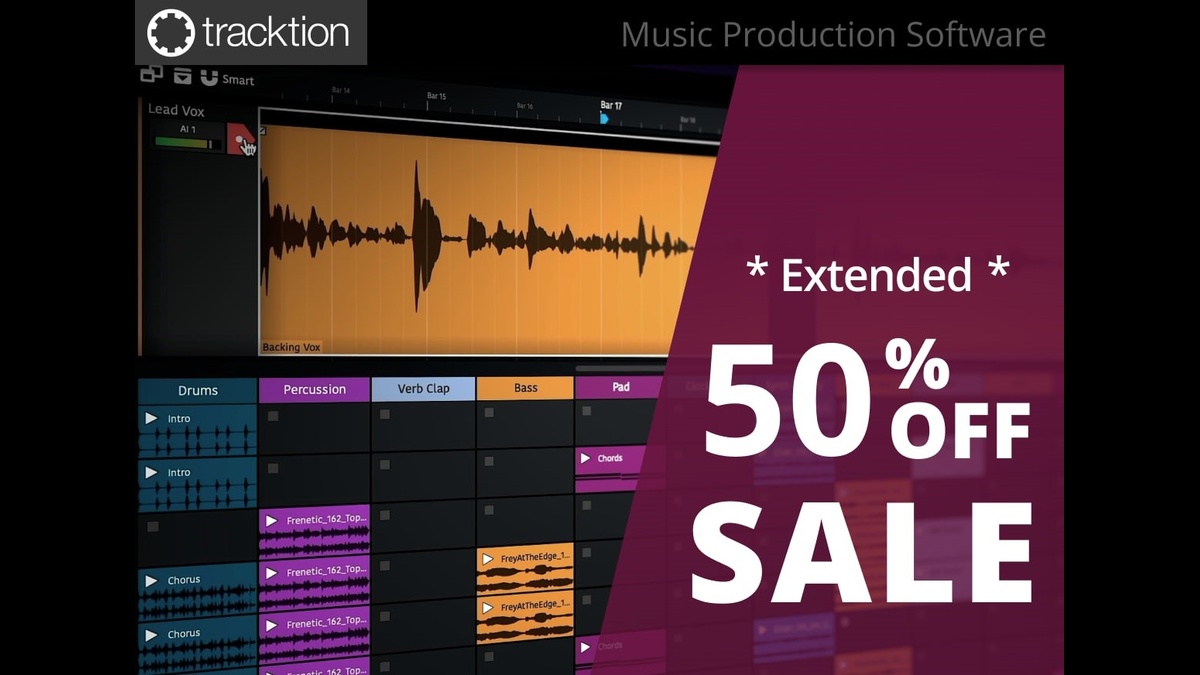 Holiday Sale Extended: Save 50% on Tracktion’s plugins, sound packs & more