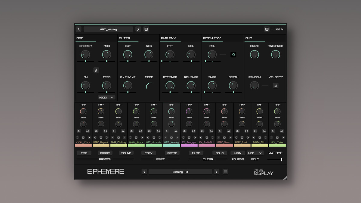 Inear Display updates Ephemere glitch percussion synth plugin to v1.6