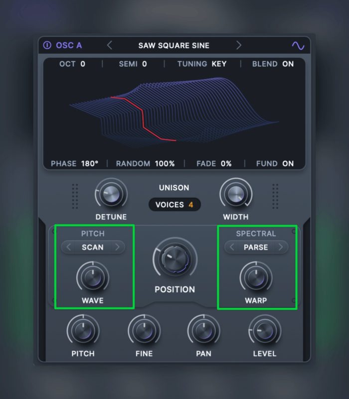 Minimal Audio Current 2 wavetable section