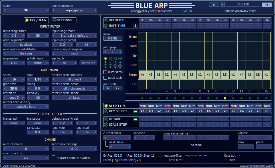 OMG Instruments updates free BlueARP MIDI arpeggiator to v2.8.0