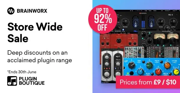 Save up to 92% on Brainworx audio plugins at Plugin Boutique
