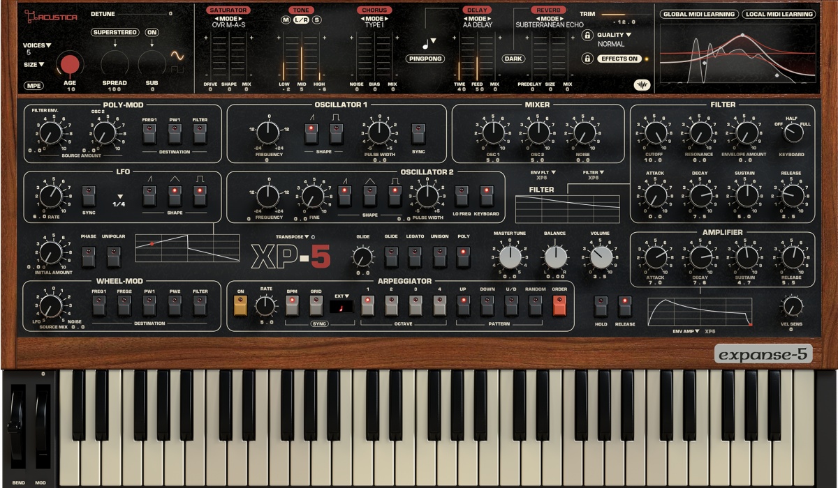 Acustica Audio releases Expanse-5 software synthesizer
