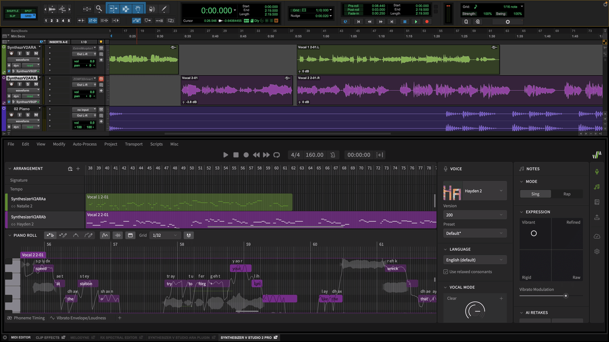 Dreamtonics updates Synthesizer V Studio 2 Pro to v2.1.0 with ARA Support for Pro Tools