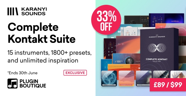 Karanyi Sounds Complete Kontakt Suite on sale for $99 USD
