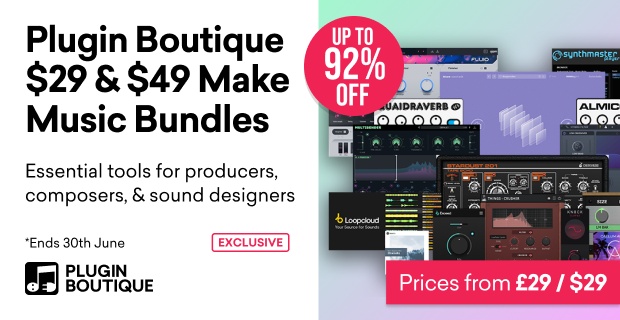 Save up to 92% on Make Music Month Bundles at Plugin Boutique