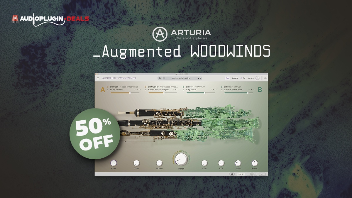 Save 50% on Augmented Woodwinds virtual instrument by Arturia