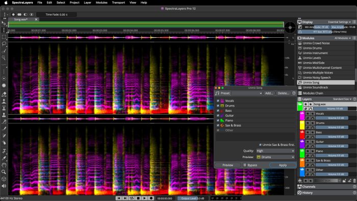 SpectraLayers 12  Unmix Song