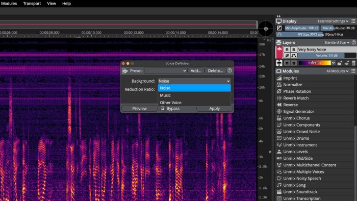 SpectraLayers 12 Voice Denoise