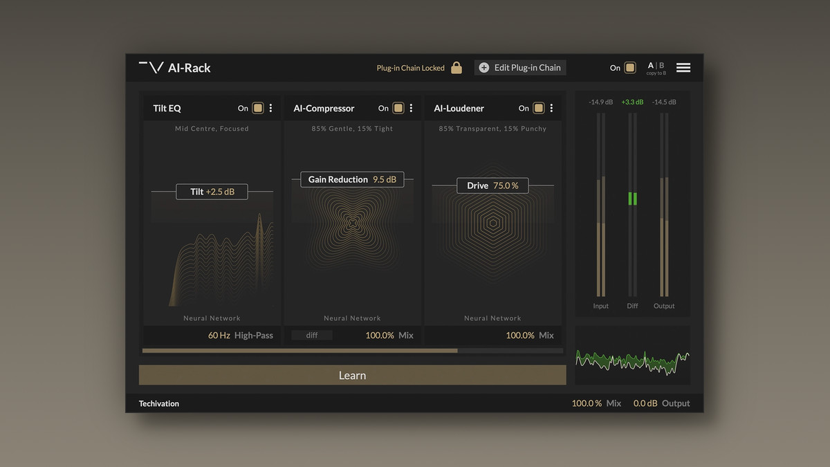 Techivation releases AI-Rack modular channel strip plugin